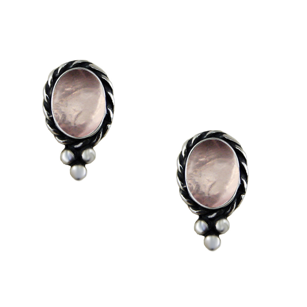 Sterling Silver Little Rose Quartz Post Stud Earrings